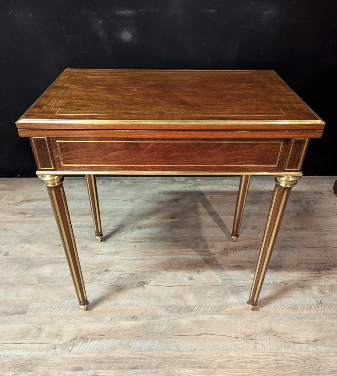 Louis XVI Transformable Game Table Mahogany And Gilded Brass-photo-4