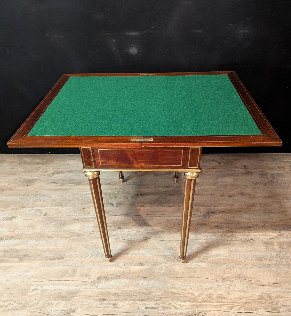 Louis XVI Transformable Game Table Mahogany And Gilded Brass-photo-2