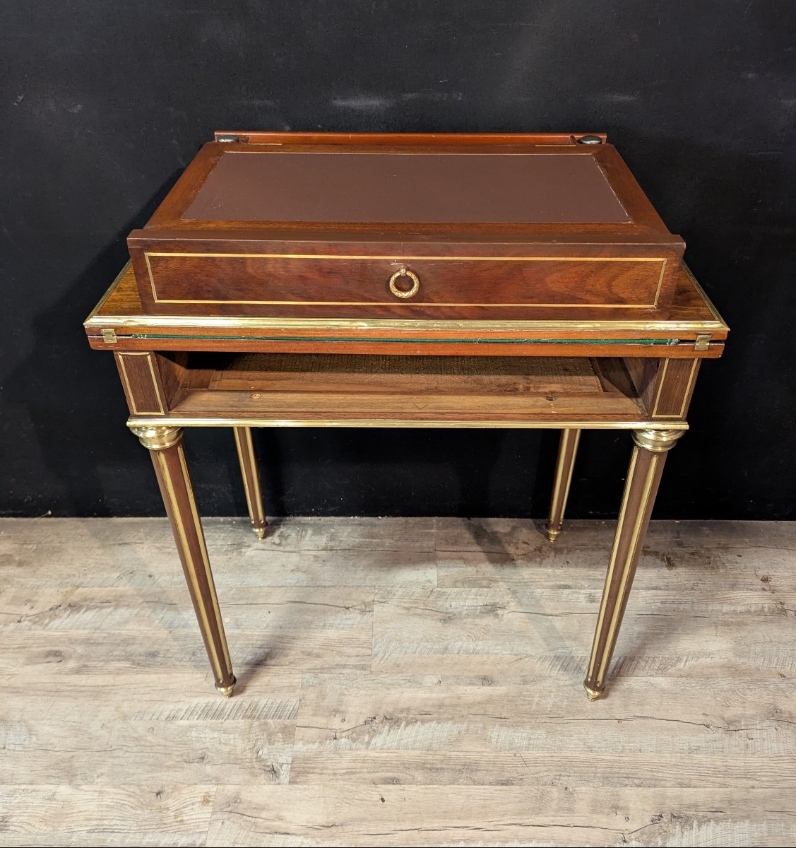 Louis XVI Transformable Game Table Mahogany And Gilded Brass-photo-4