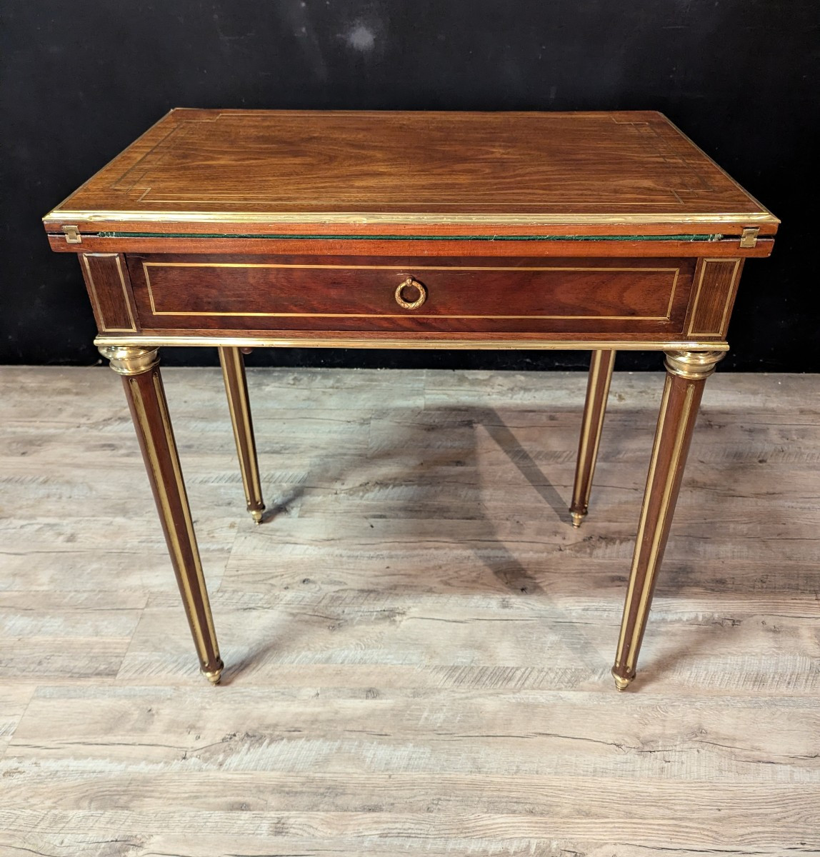 Louis XVI Transformable Game Table Mahogany And Gilded Brass