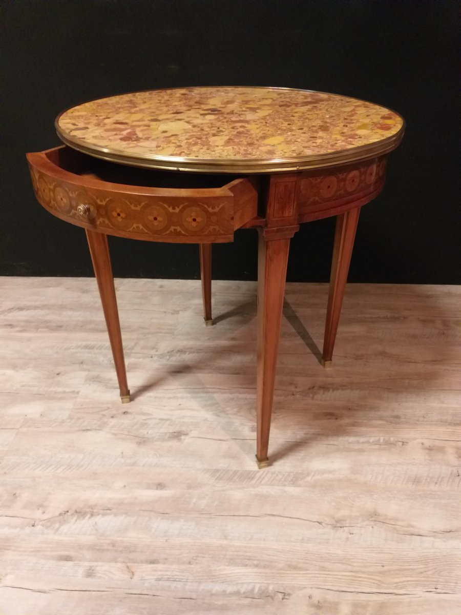 Round Pedestal Louis XVI Style Marquetry-photo-3