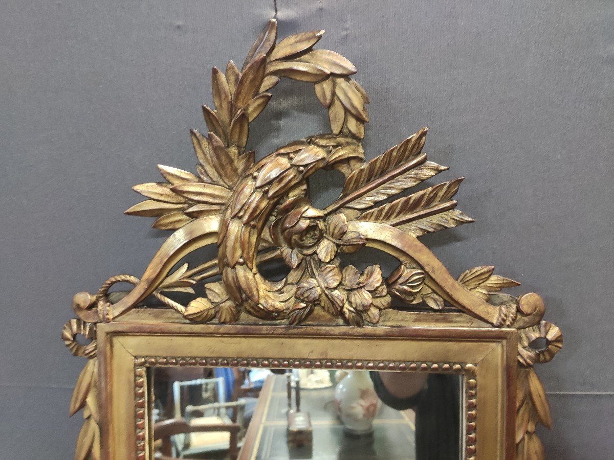 Small Louis XVI Style Mirror In Golden Wood-photo-3