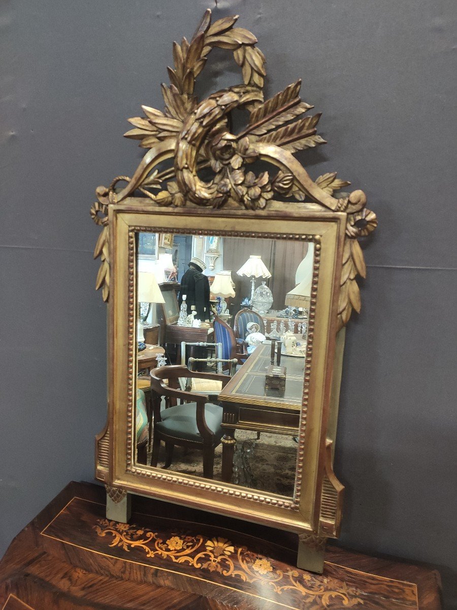Small Louis XVI Style Mirror In Golden Wood-photo-4