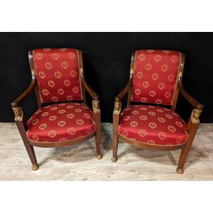 Pair Of Empire Armchairs Return From Egypt 