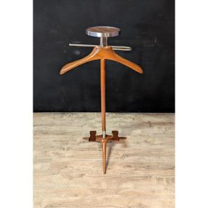 1970s Mahogany And Chrome Tripod Valet Stand
