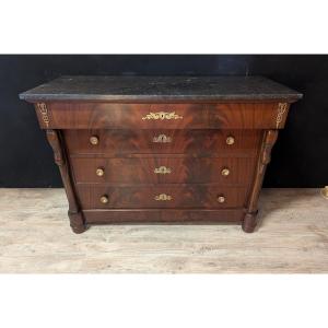 Mahogany Chest Of Drawers With Swan Decoration