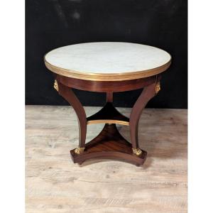 Empire Pedestal Table In Mahogany And Gilded Bronze