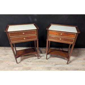 Pair Of Louis XVI Style Mahogany Bedside Tables