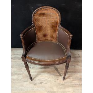 Fauteuil de bureau Louis XVI cannage
