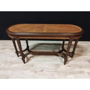 Cane Piano Bench Louis XVI Style With Two Seats