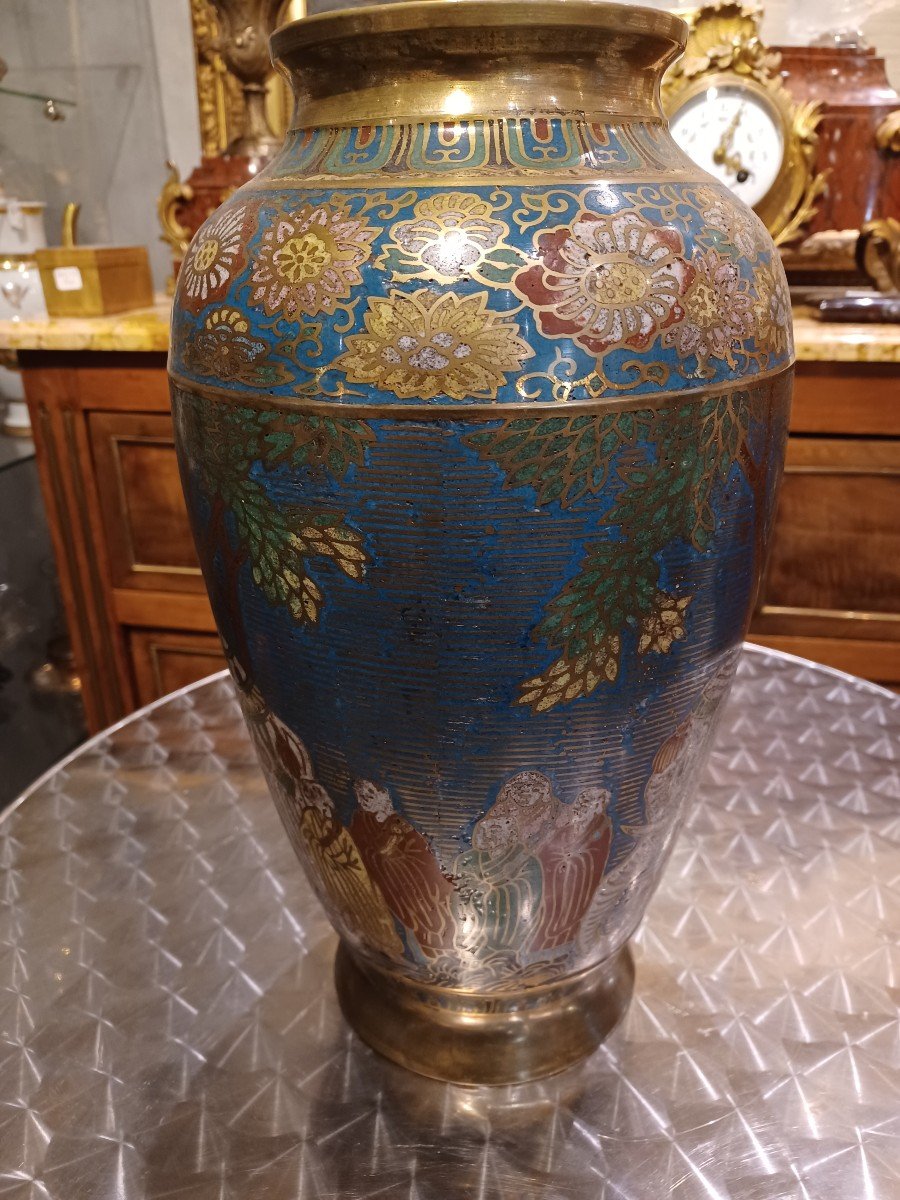 Paire De Vases Cloisonnés , XIXeme-photo-3