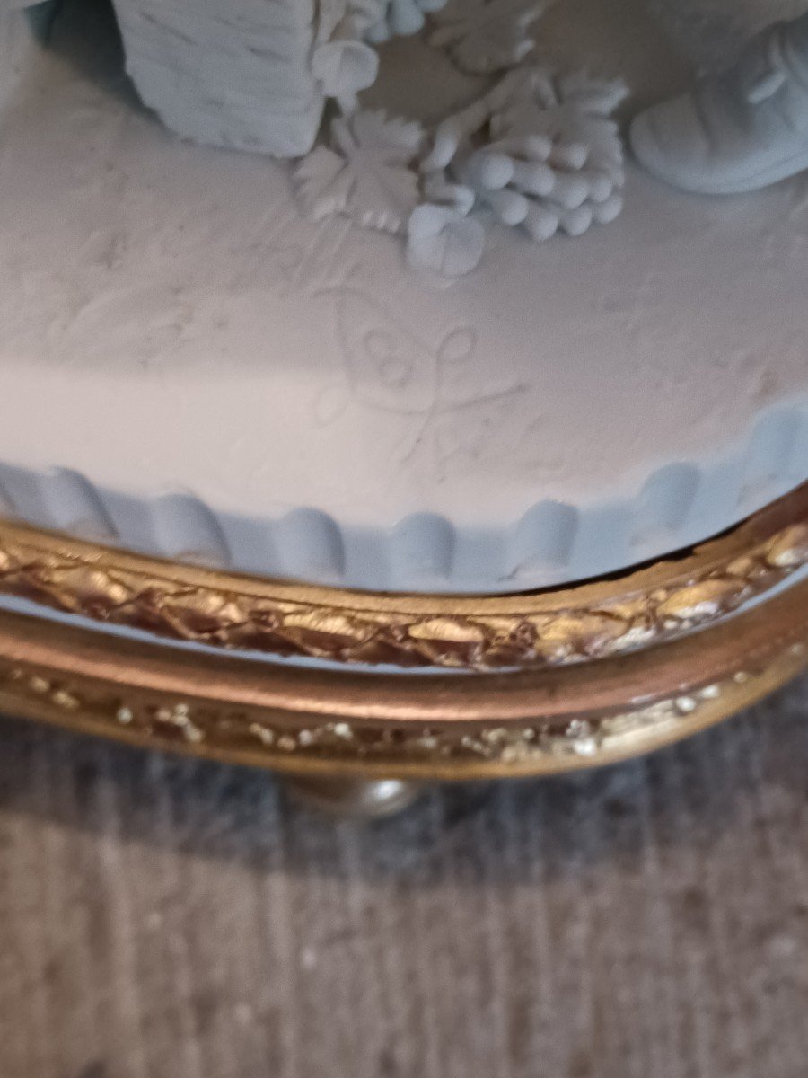 Garniture De Cheminée En Biscuit De Sèvres , Signiée Feucher-photo-7