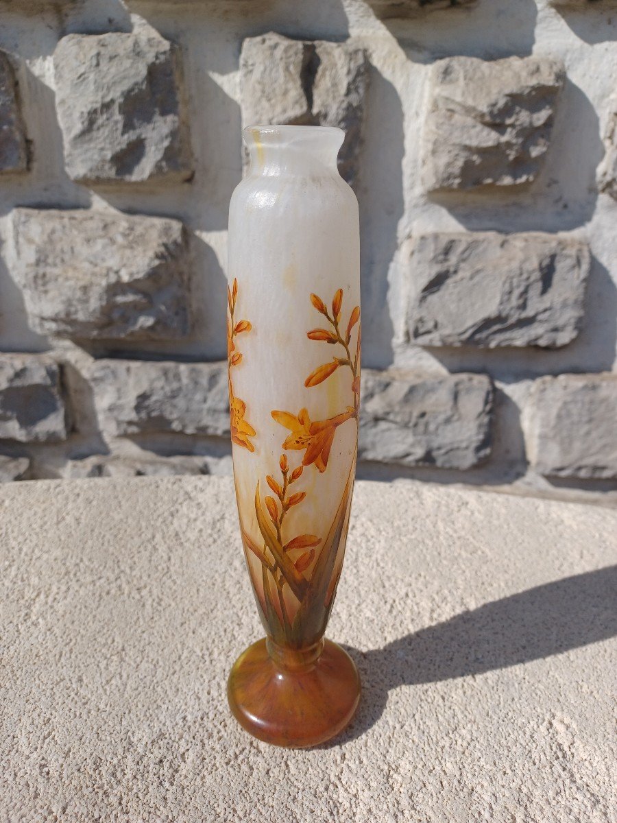 Daum Nancy, Soliflore Vase, Enameled Liliaceae Decor-photo-2