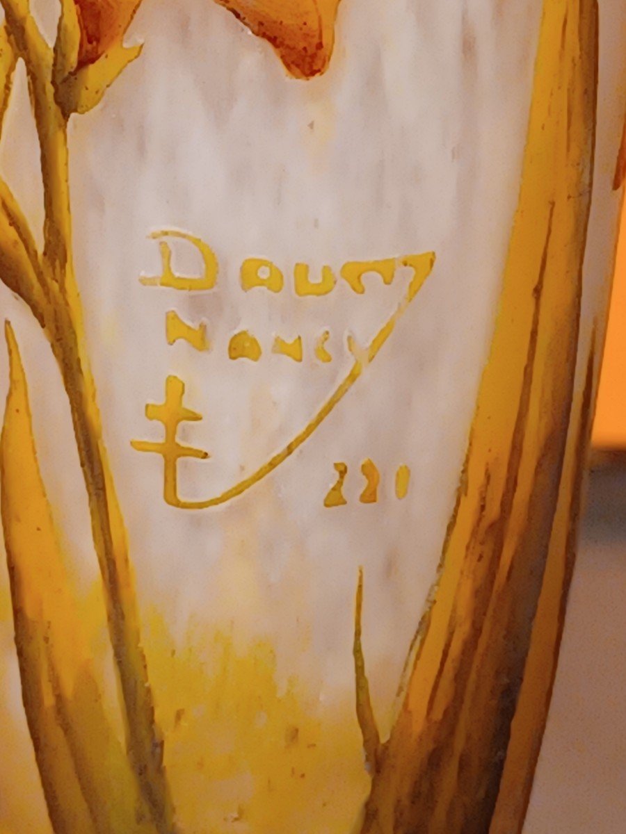 Daum Nancy, Soliflore Vase, Enameled Liliaceae Decor-photo-3