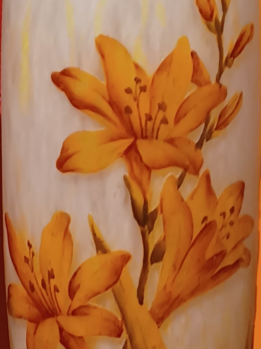 Daum Nancy, Soliflore Vase, Enameled Liliaceae Decor-photo-4