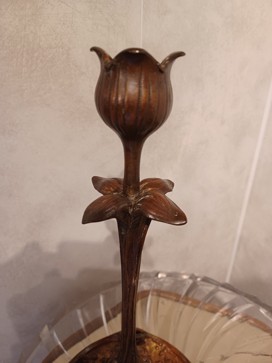 Bougeoir Art Nouveau En Bronze-photo-3