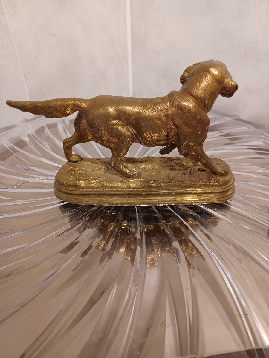 Sculpture bronze Alfred DUBUCAND , chien de chasse-photo-2