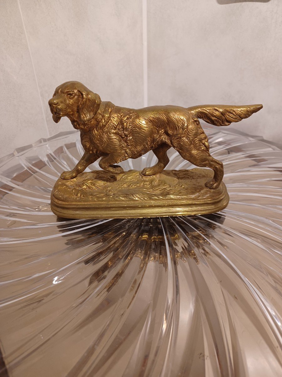 Sculpture bronze Alfred DUBUCAND , chien de chasse