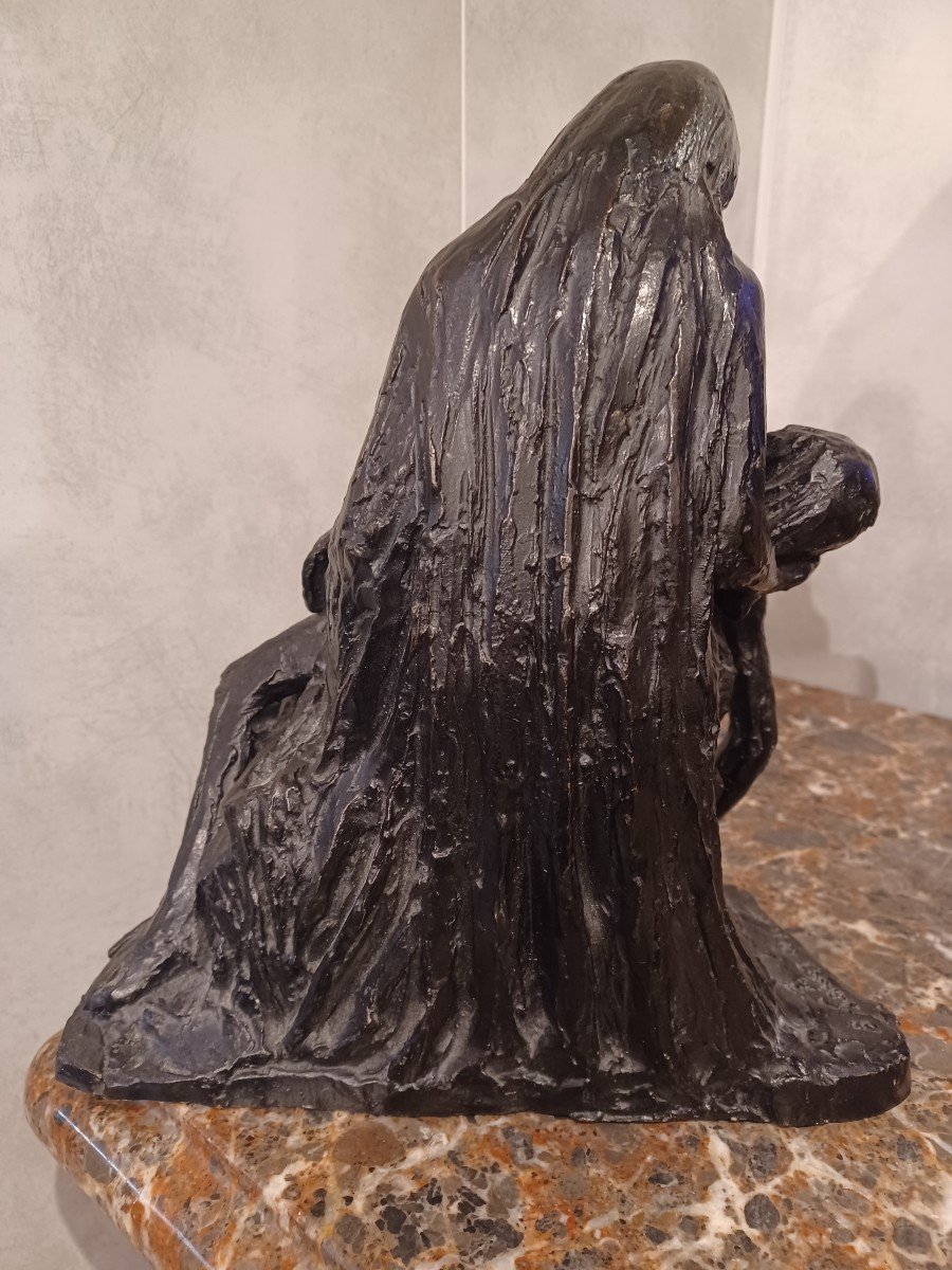 Sculpure Piéta , Bronze , De Michel Saint Olive , (1917-1993)-photo-3