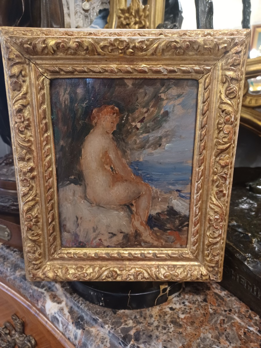 Horace Richebé (1871-1958) , " Femme Nue Modèle ", Paysage Méditerrané
