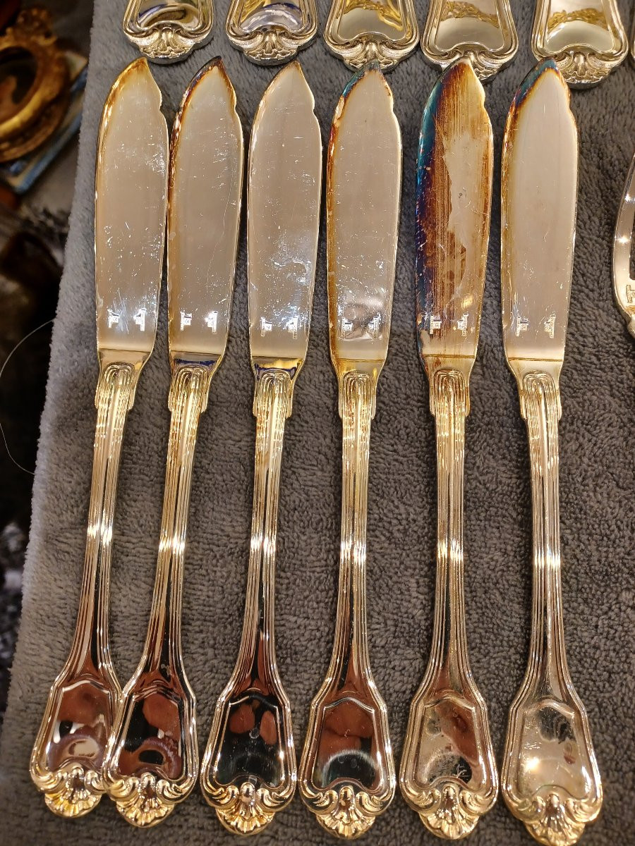 Christofle "port Royal" Cutlery Set, 50 Pieces, Silver-plated Metal, Complete For 6 People-photo-2
