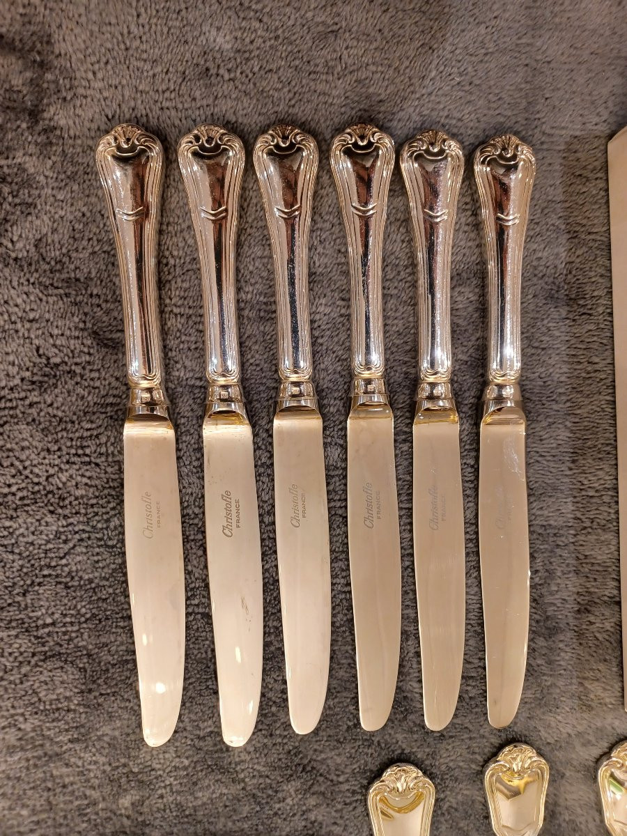 Christofle "port Royal" Cutlery Set, 50 Pieces, Silver-plated Metal, Complete For 6 People-photo-1