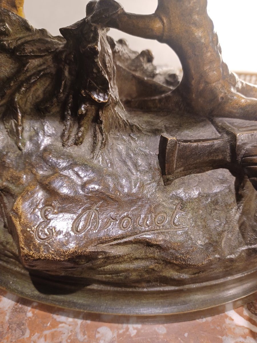 Bronze Sculpture By E. Drouot "victorious Rooster"-photo-4