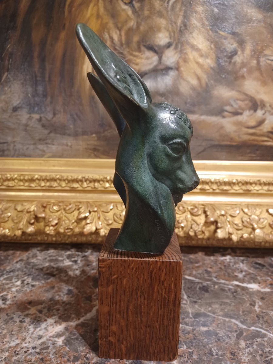 Buste Art Déco en bronze de 2 biches-photo-2