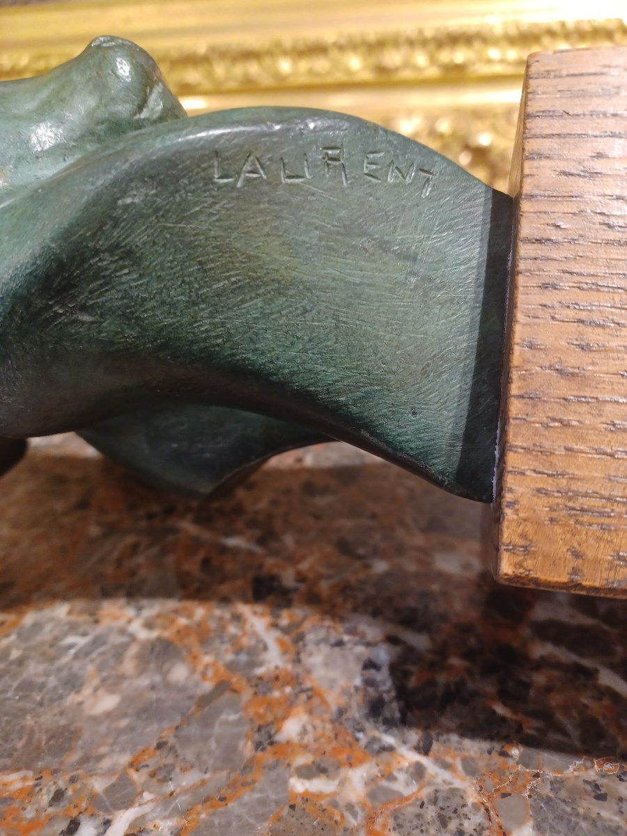 Buste Art Déco en bronze de 2 biches-photo-1