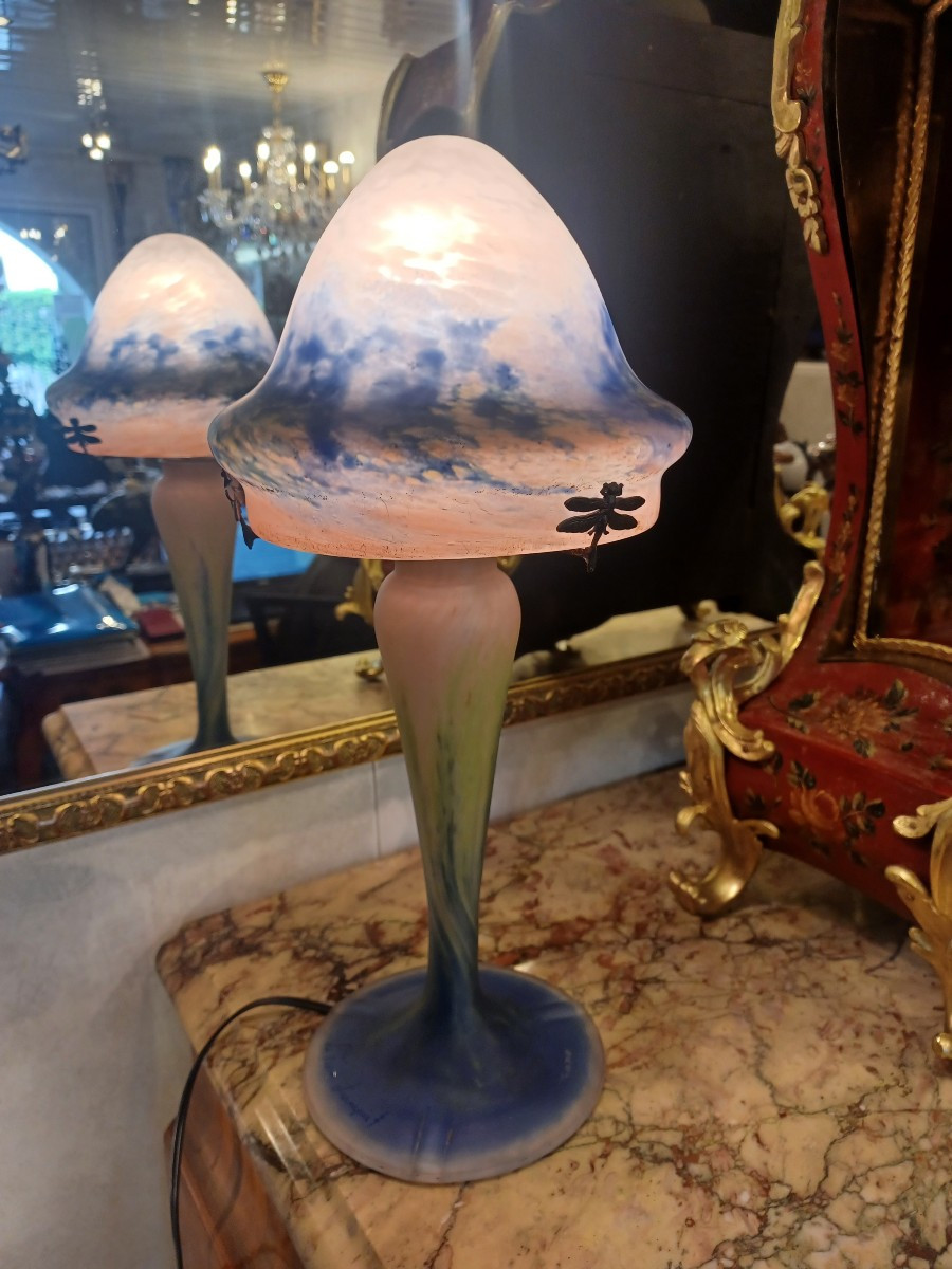Art Nouveau Mushroom Lamp , Le Verre Français