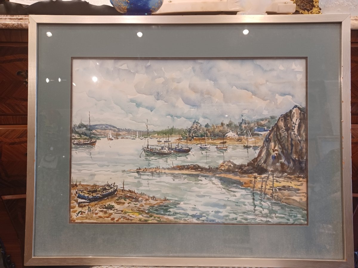Aquarelle marine par LAVOINE L.P.ROBERT