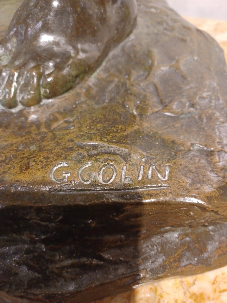 Statue Bronze , oeuvre de G.COLIN, " Le chemin parcouru"-photo-3