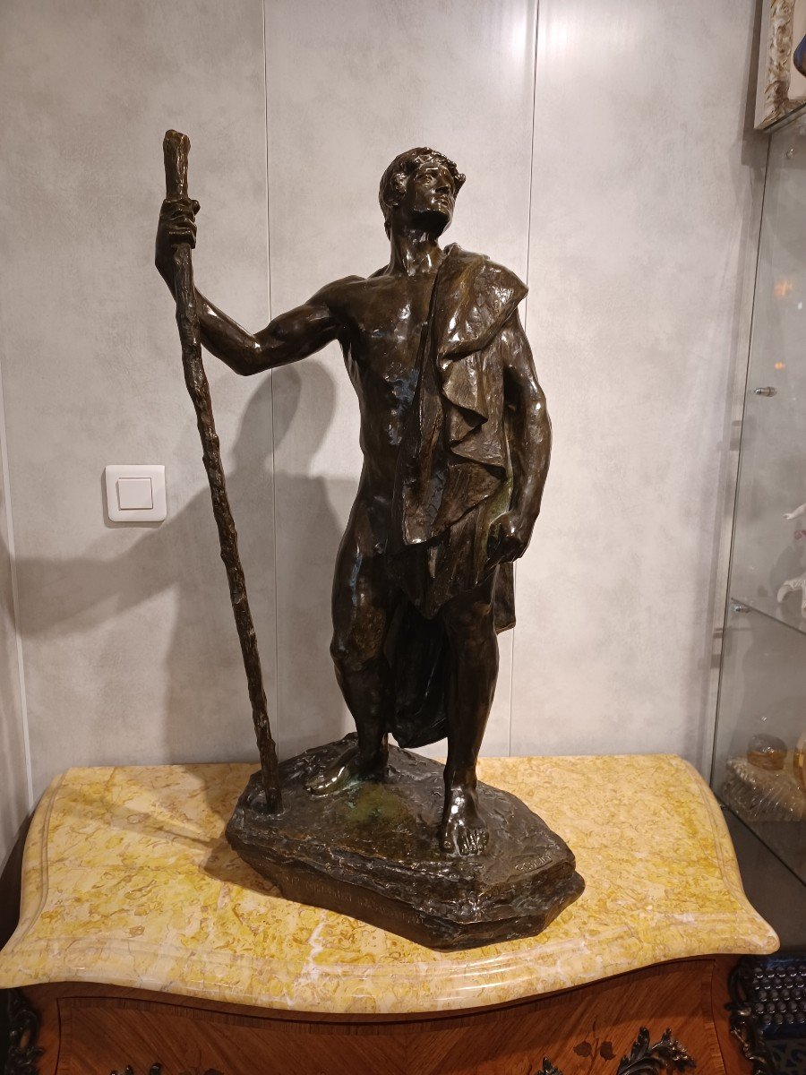 Statue Bronze , oeuvre de G.COLIN, " Le chemin parcouru"