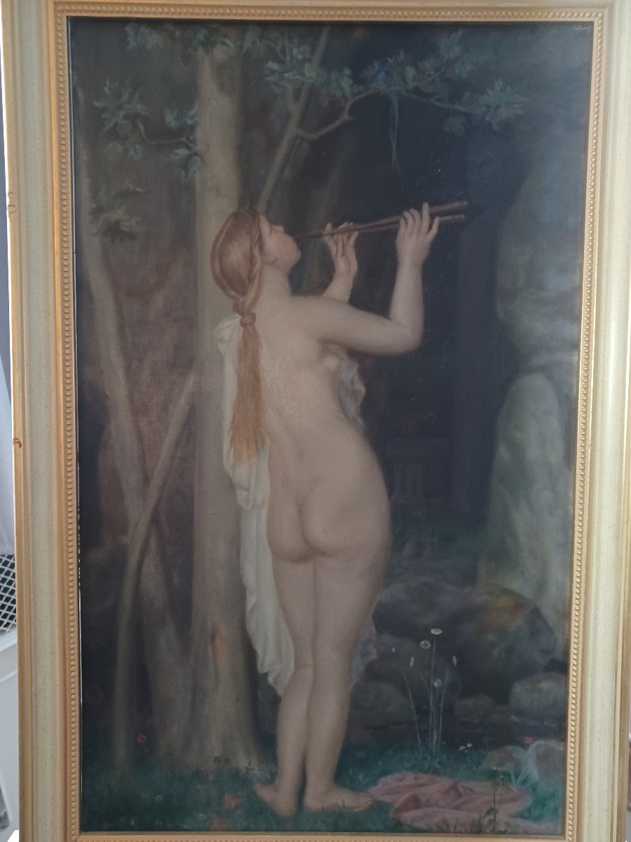 Tableau femme nue, représentant " La charmeuse"-photo-1