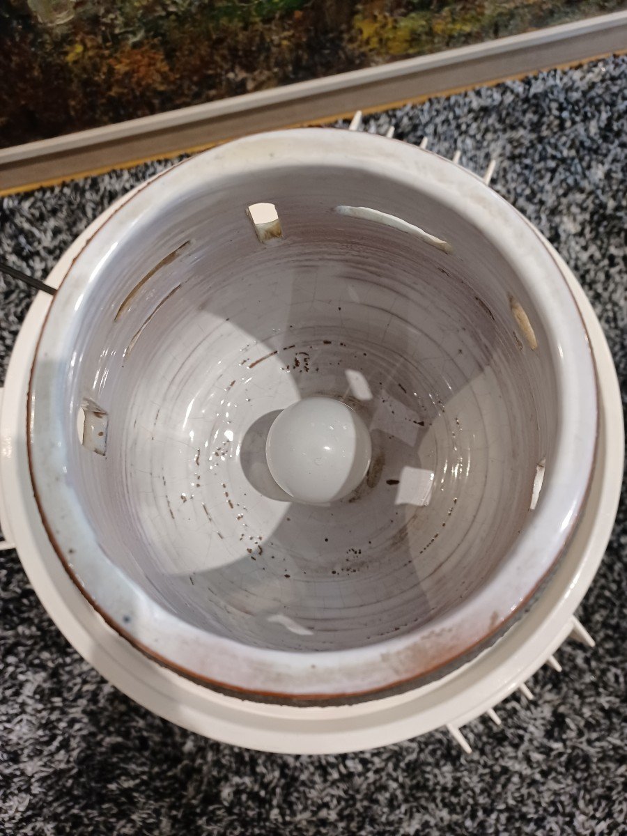 Lampe Céramique Ajourée, Année 70-photo-3