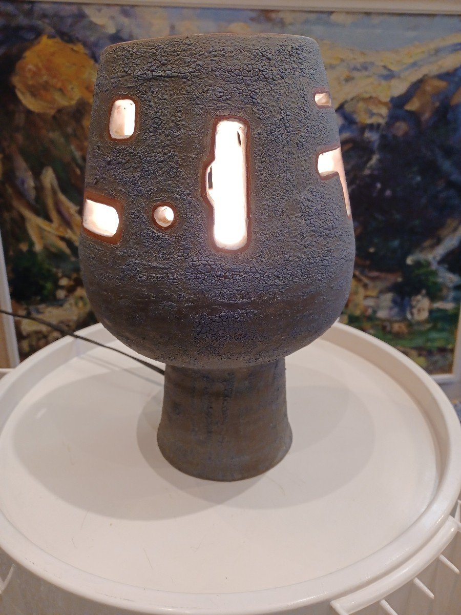 Lampe Céramique Ajourée, Année 70