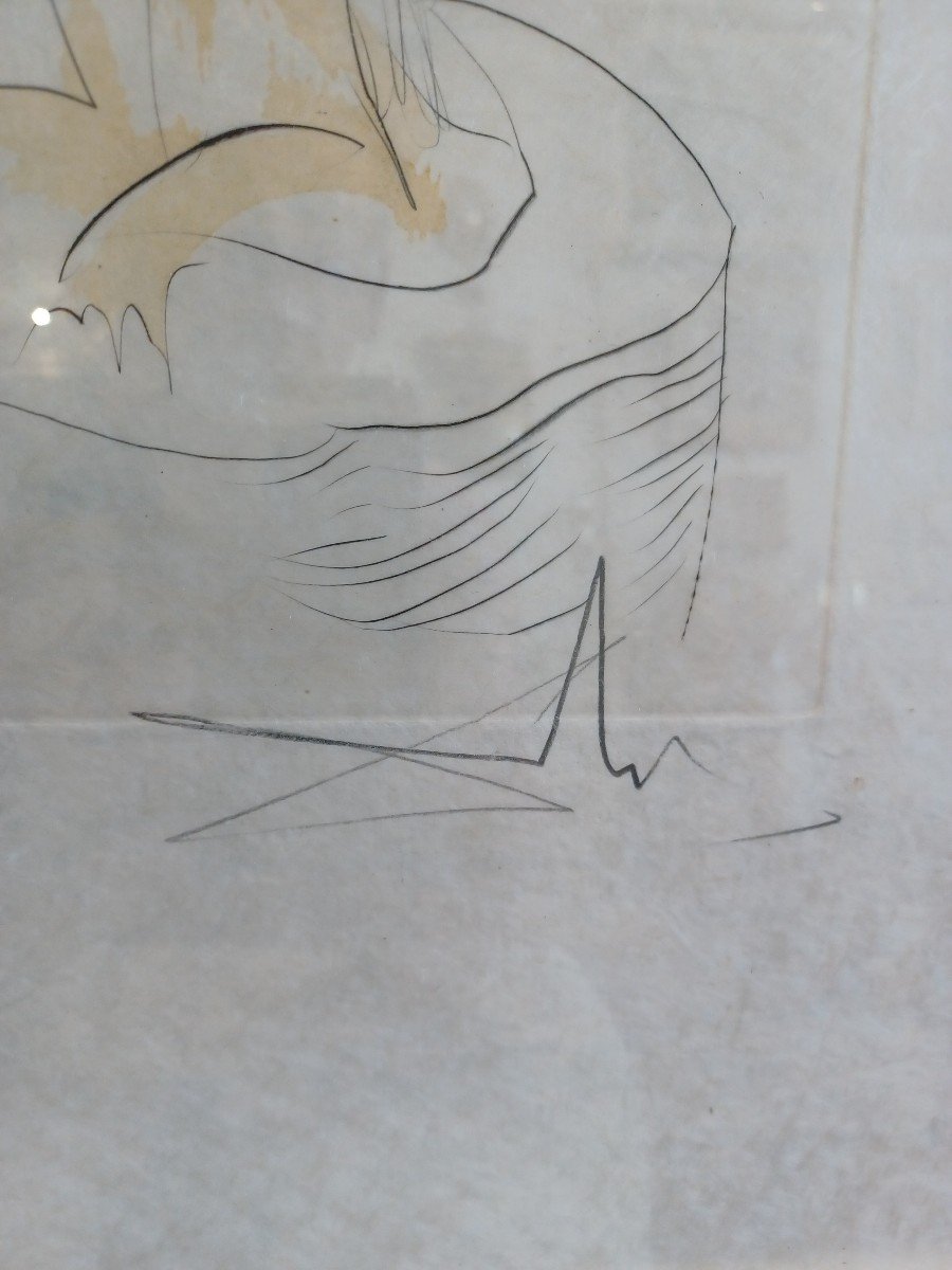 Lithographie De Dali , gravure originale sur velin , signée au crayon-photo-2