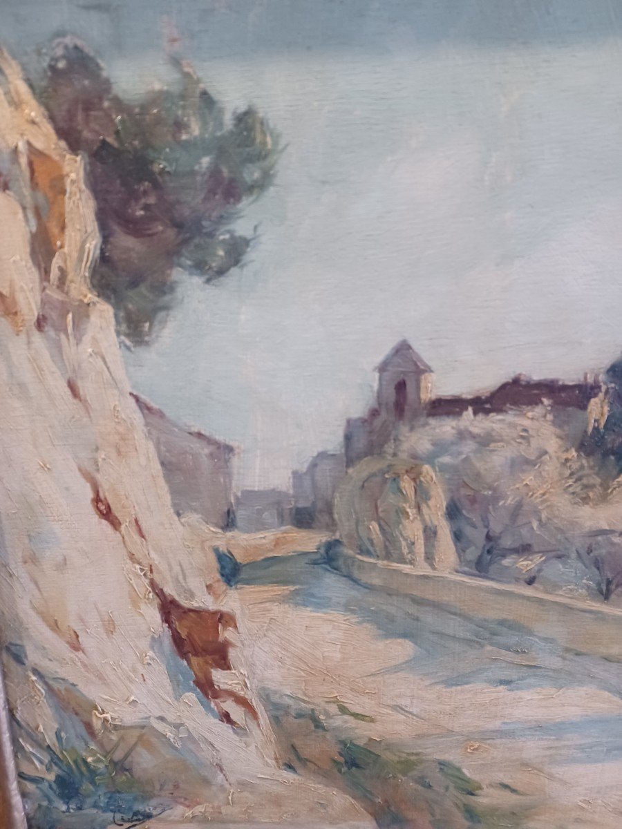 Joseph Milon , (1868 - 1947) ,paysage Provençal , Huile Sur Panneau-photo-2