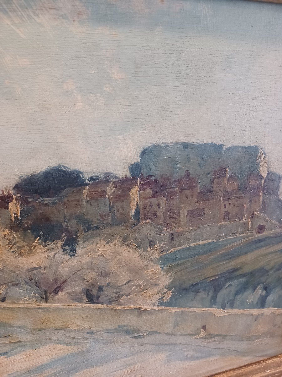 Joseph Milon , (1868 - 1947) ,paysage Provençal , Huile Sur Panneau-photo-3