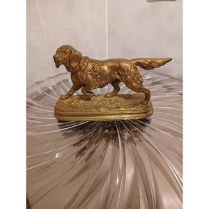 Bronze Sculpture Alfred Dubucand, Hunting Dog