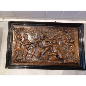 Copper Bas-relief Decorated With Cherubs