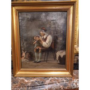 Painting "grandfather And Child"