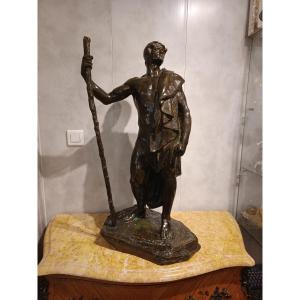 Statue Bronze , oeuvre de G.COLIN, " Le chemin parcouru"