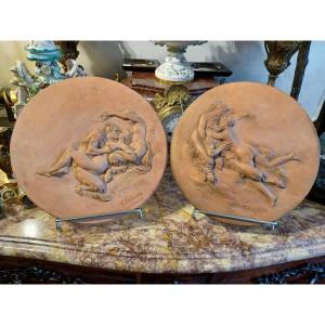 Terracotta Medallions Signed Clodion