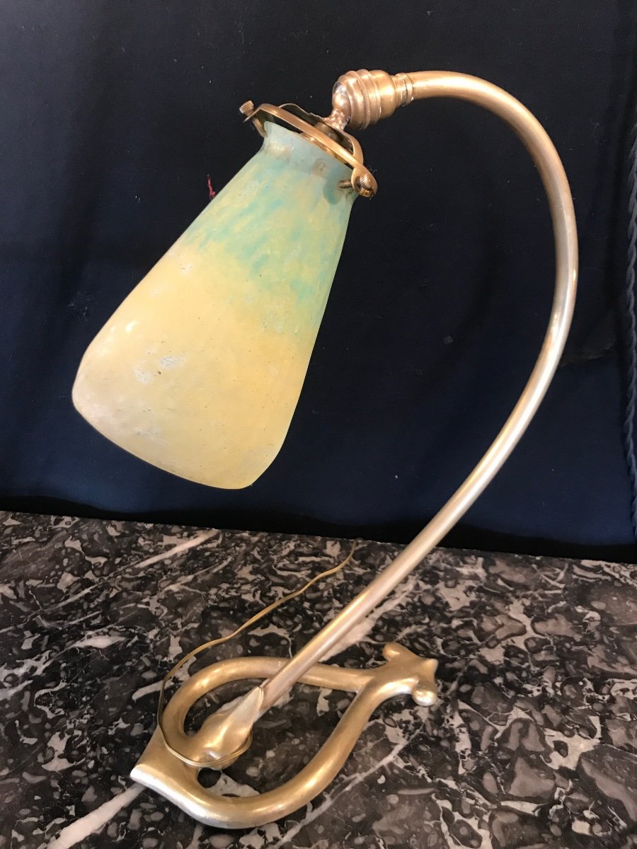 Lampe Daum Art Nouveau En Pâte de verre  -photo-4