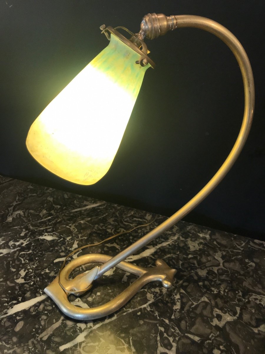Lampe Daum Art Nouveau En Pâte de verre  -photo-3