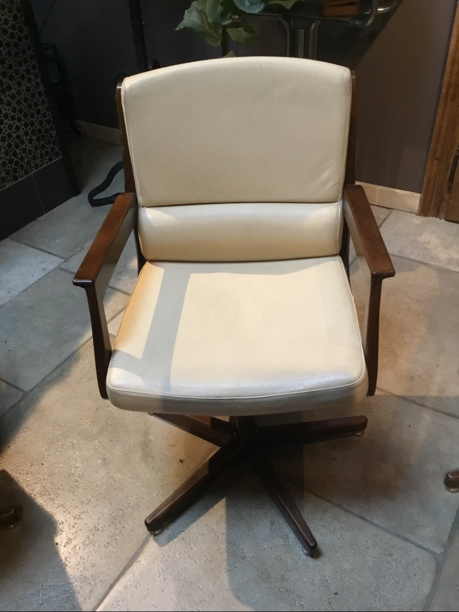 Paire de fauteuils de bureau Design 1970 en cuir -photo-2