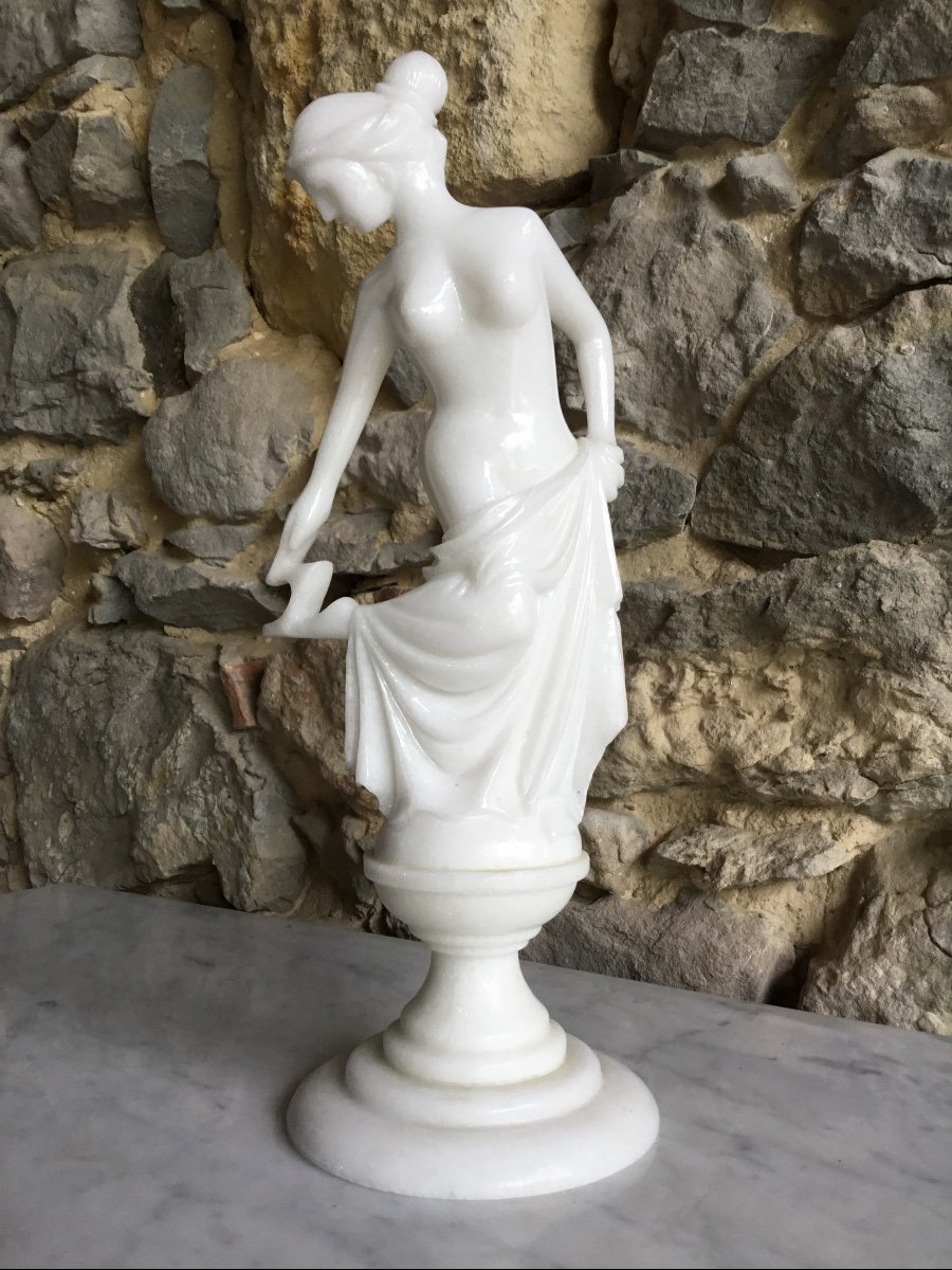Polished Marble Sculpture In Art Nouveau Style
