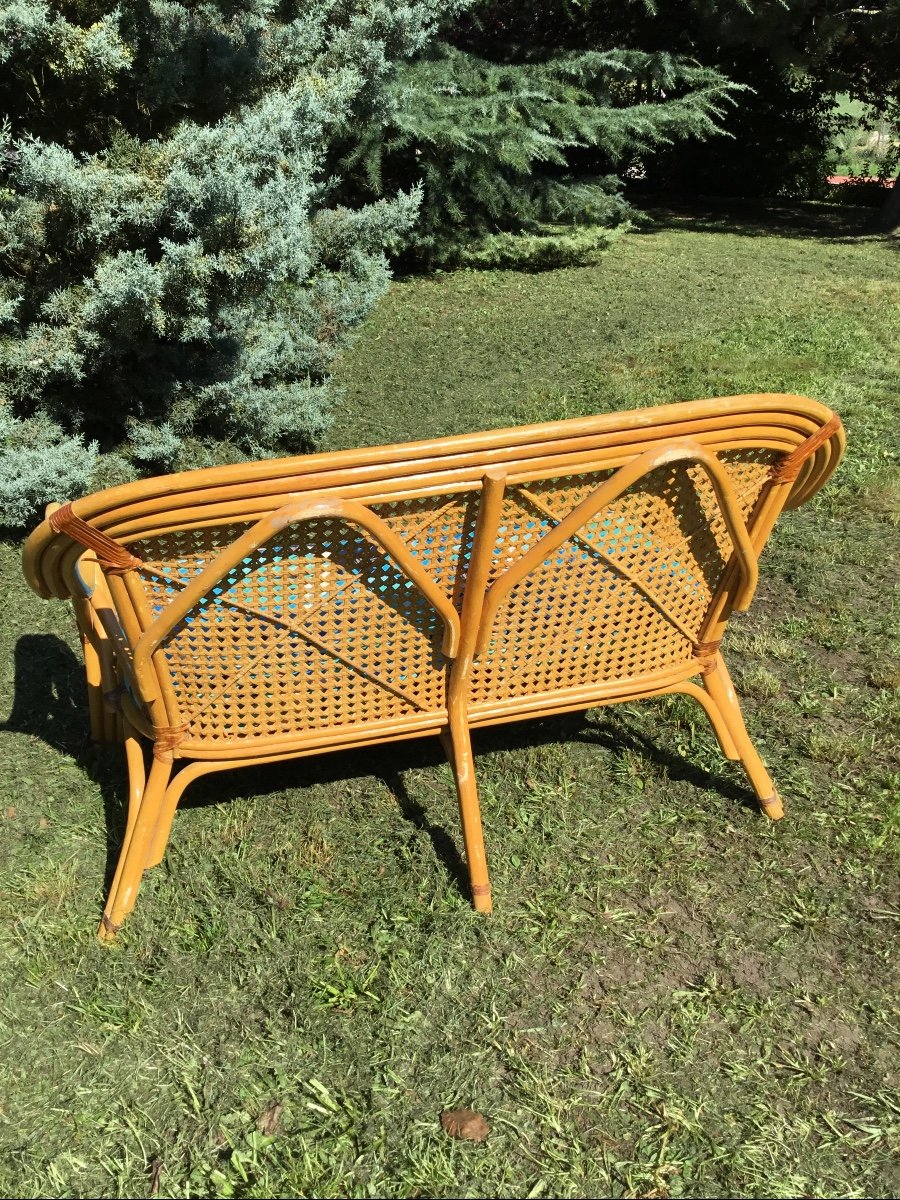 Rattan Table And Four Armchairs From The 1980s-photo-6