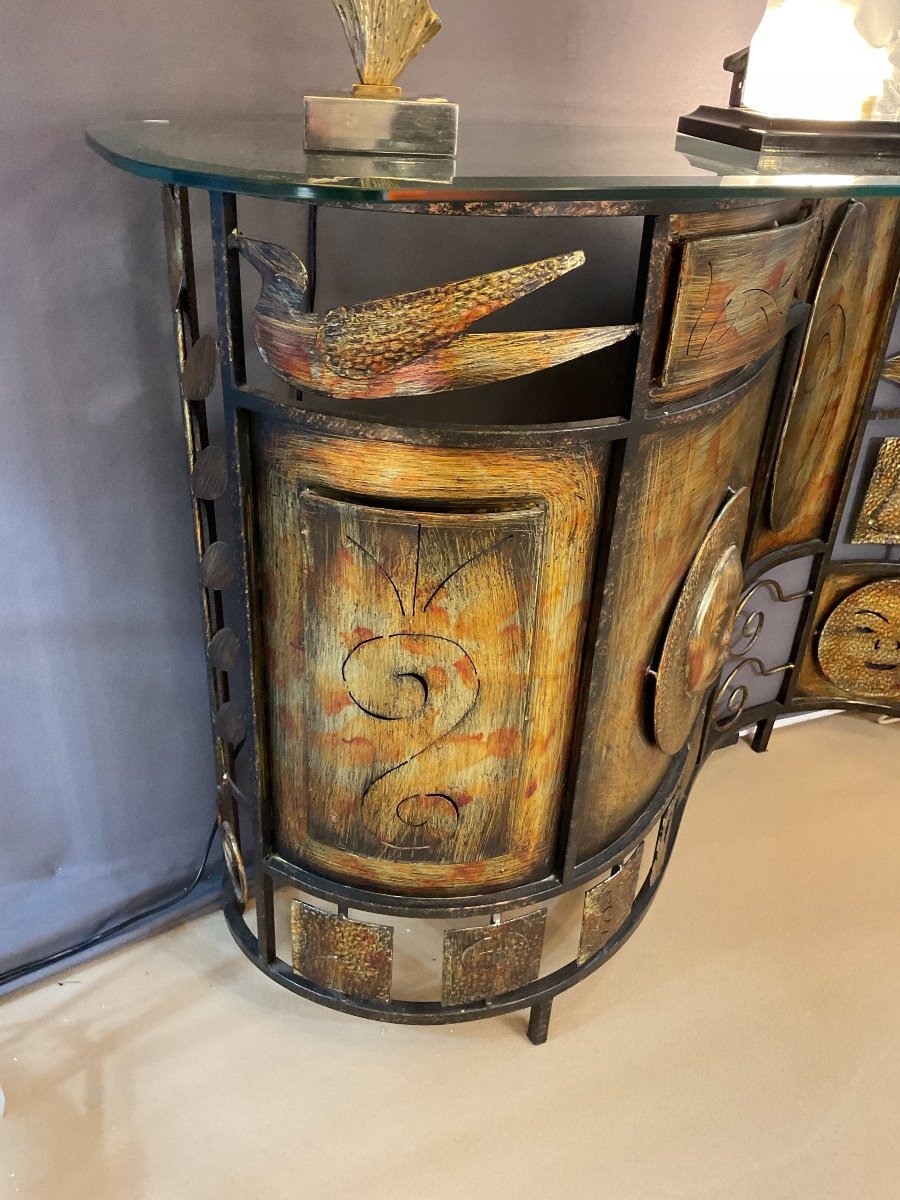 Console In Repoussé Metal. Modern Art 1980s -photo-3